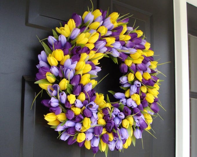 Tulip Spring Wreath: 18 Inch Front Door Decor