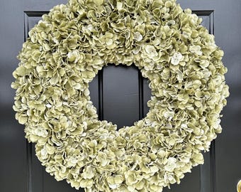 Custom Color Hydrangea Wreath: Everyday or  Seasonal Front Door Decor, Custom Monogram Optional