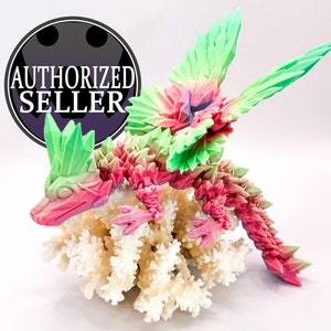 3D Printed Articulated Winged Crystal Dragon, Flexi Baby Dragon