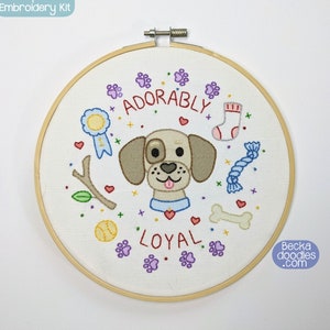 Adorably Loyal Dog Printed Embroidery Kit - Complete sewing kit
