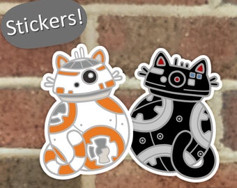 Cat Droids Vinyl Sticker: Sci-Fi Cat Lover Gift