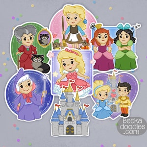 Princess and Castle Stickers: Fairy Tale Vinyl Decal (2.5 inch)
