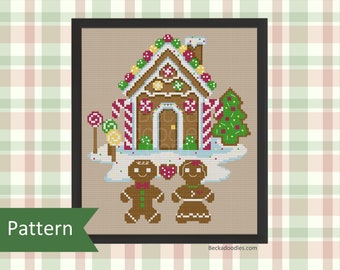 PDF Pattern Gingerbread House Cross Stitch Pattern - PDF Instant Download - Holiday Sewing Pattern