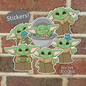 Sticker vinyle bébé extraterrestre FS1004, 3 pouces autocollant parfait pour ordinateur portable, bouteille d'eau ou ordinateur portable