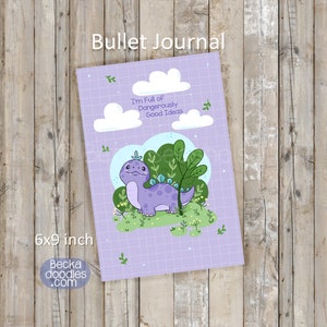 Cute Dino Bullet Journal, Sketchbook, Notebook, Crafting journal, Artist sketchbook, Crafter Gift, Hardback, Paperback
