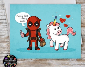 Deadpool Note Card - Funny Cartoon Greeting Card