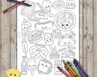 Kawaii Junk Foods Printable Coloring Page