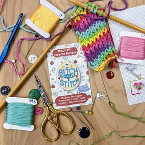 I B * tch With I Stitch Magnetischer Ovaler Nadelmagnet aus Holz für Kreuzstich, Stickerei, Handnähen