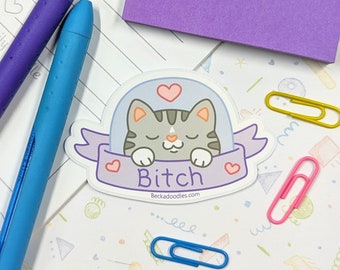 S1106 Cat B*tch Vinyl Sticker, Planner Sticker, Sticker Lover, Vinyl Sticker, Cat Lover Sticker, Kitty Sticker, Mrs Leo