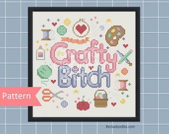 PDF Pattern Crafty B*tch Cross Stitch Pattern, PDF Instant Download, Sewing Pattern