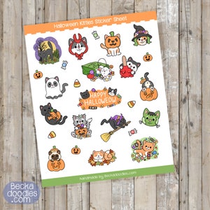 SS1031 Halloween Kitties Sticker Sheet, Planner Stickers, Calendar Stickers, Cat Stickers, Halloween Stickers, Holiday Stickers