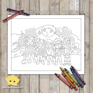 IMPRIMÍVEL Página para colorir de desenho animado de Hero Friends - Download digital