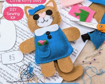 Little Kitty Dolly Felt Sewing Kit: Hand Craft Cat Toy