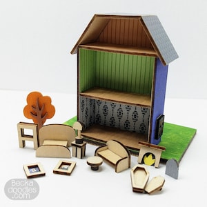 Mini Haunted House Dollhouse Kit, Miniature Toy Dollhouse Kit, DIY Haunted House, Tiny Wood House Kit, Miniature Wood House Kit image 6