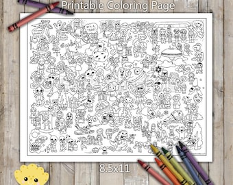 Hand-Drawn Galaxy Coloring Page: Space Wars, Kids & Adults (Digital Download)