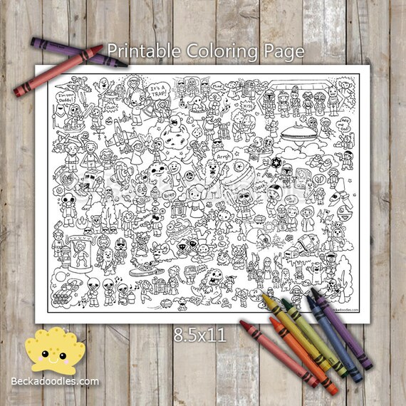 Hand-Drawn Galaxy Coloring Page: Space Wars, Kids & Adults (Digital Download)