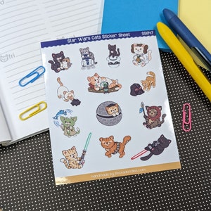 SS1047 Star Galaxy Cats, perfect voor planners, kalenders, tijdschriften of verzamelobjecten. Fans van ruimtefilms en katten zullen deze stickers geweldig vinden