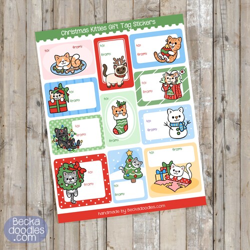 Christmas Gift Tags Sticker Sheet Holiday Gift Tag Stickers Etsy