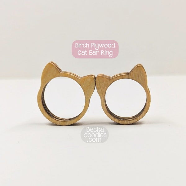 Birch Cat Ear Ring, Cat Ring, Cute Cat Ear Jewelry, Cute Ring, Wood Ring, Wood Jewelry, Wood Ring, Gifts for Her, Cat Lovers Ring, Cat Ears