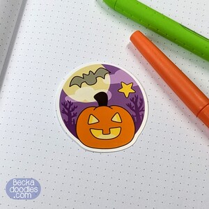 S1026 Cute Pumpkin Vinyl Sticker, Cute Halloween Sticker, Planner Sticker, Sticker Lovers, Vinyl Sticker, Halloween Sticker