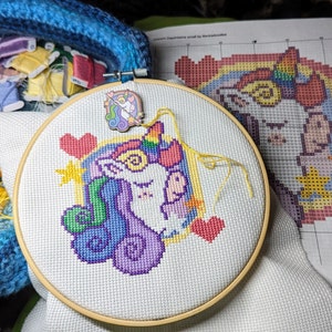 Unicorn Daydreams Cross Stitch Pattern: Rainbow Mane Embroidery (PDF Pattern)