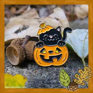 Halloween Pumpkin Cat enamel lapel pin