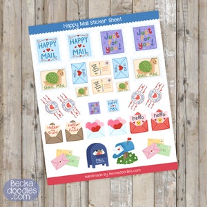 SS1026 Happy Mail Planner Sticker Sheets, Mini Stickers, Snail Mail Stickers, Envelope Stickers, Mail Stickers, Post Office Stickers