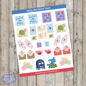 SS1026 Happy Mail Planner Sticker Sheets, Mini Stickers, Snail Mail Stickers, Envelope Stickers, Mail Stickers, Post Office Stickers