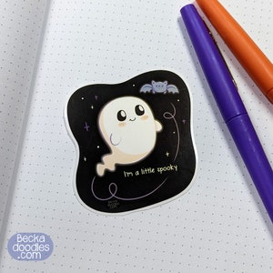 S1044 I&#39;m a Little Spooky Ghost Vinyl Sticker, Spooky Cute Sticker, Planner Sticker, Sticker Lovers, Vinyl Sticker, Halloween Sticker