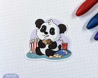 Snack Panda Vinyl Sticker, Cute Panda Sticker, Snack Lovers Sticker, Sticker Lovers, Vinyl Sticker for laptops, journals, planners