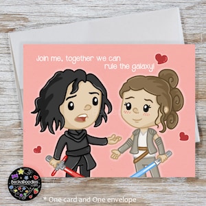 Tarjeta de felicitación de amor geek de Kylo y Rey