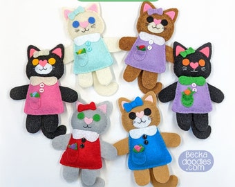 Handmade Felt Little Kitty Dolly - Stuffed Plush - Felt doll - Cat Toy - Ornament - Felt Cat Doll