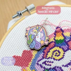 Unicorn Daydreams Magnetic Wooden Needle Minders, Magnetic Needle Minder for Cross Stitch, Embroidery, Hand Sewing, Unicorn Lovers Gift