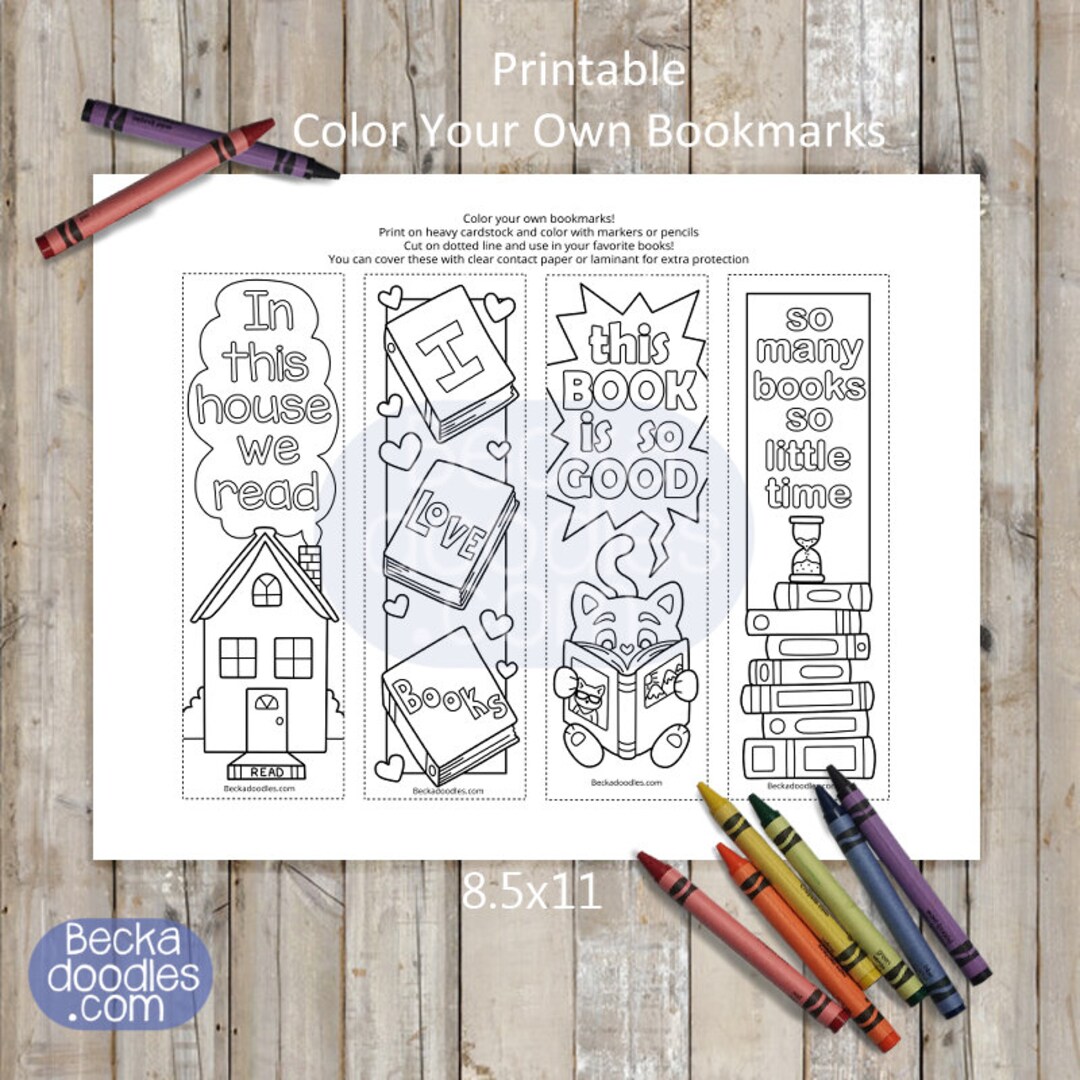 Printable Bookmarks Coloring Page: Hand-drawn DIY (digital Download ...