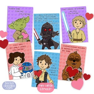Star Wars Valentine&#39;s Day Cards: Geeky Mini Cards (2.5x3.5 inch)