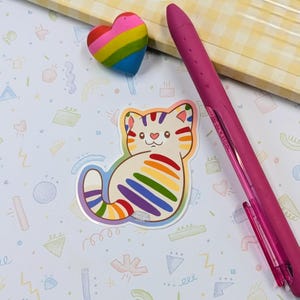 Rainbow Cat Vinyl Sticker: Pride Laptop Decal (2.5 inch)