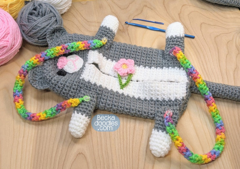 DIY Crochet Cat Yarn Bag Patrón PDF DIY Yarn Craft Pattern Patrón de costura Patrón de costura a mano Patrón de ganchillo para amantes de los gatos imagen 3