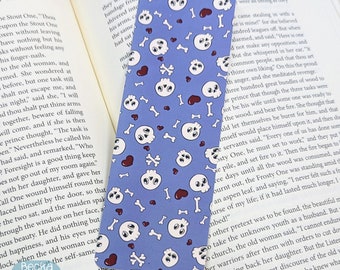 Skulls Bookmark, Spooky Cute Paper Bookmark, Halloween Book Mark, 2x6 inch Bookmark, Matte Double-Sided Bookmark, Gift for Book Lovers