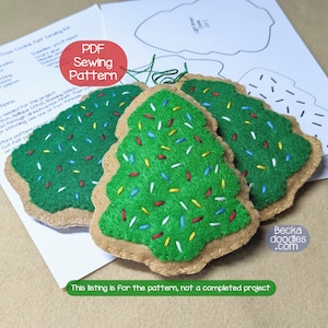 DIY Christmas Tree Cookie Felt Ornament PDF Pattern - Christmas Felt Craft Pattern - Sewing Pattern - Hand Sewing Pattern