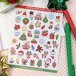 SS1012 Mini adesivos de rabisco de Natal - Adesivos de feriado - Folhas de adesivos de planejador
