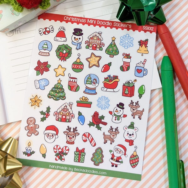 SS1012 Christmas Mini Doodle Stickers - Holiday Stickers - Planner Sticker Sheets