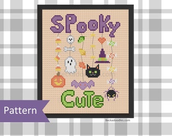 PDF Pattern Spooky Cute Halloween Cross Stitch Pattern - PDF Instant Download - Holiday Sewing Pattern