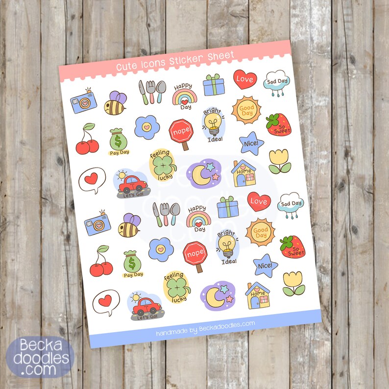 SS1048 Cute icons planner sticker sheets, mini stickers for scrapbook and daily planning, tiny stickers for journaling image 3