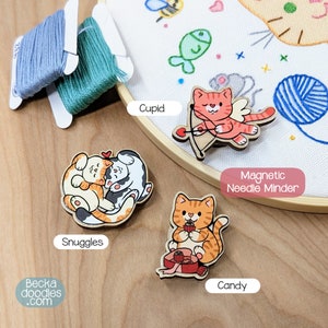 Wooden Cat Lovers - Needle Minders - Pins - Fridge Magnets - Cat Lover Gifts