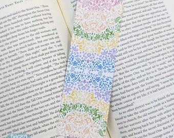 Rainbow Doodles Bookmark, Paper Bookmark, Artsy Book Mark, 2x6 inch Bookmark, Matte Double-Sided Bookmark, Gift for Book Lovers