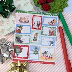 Etiquetas adesivas para presente de gatinhos de Natal SS1010 - Adesivos de Natal - Etiquetas adesivas para presente