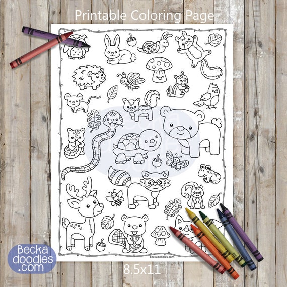 Woodland Critters Printable Coloring Page
