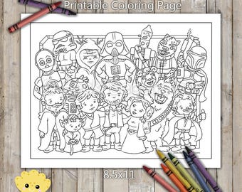 PRINTABLE Space Heroes Coloring Page, Digital Download, Hand-Drawn Coloring Sheet, Kids Coloring Page, Adult Coloring