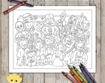 PRINTABLE Space Heroes Coloring Page, Digital Download, Hand-Drawn Coloring Sheet, Kids Coloring Page, Adult Coloring