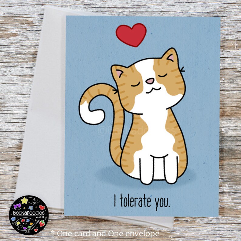 Cute Cat Note Card Kawaii Greeting Card Etsy
